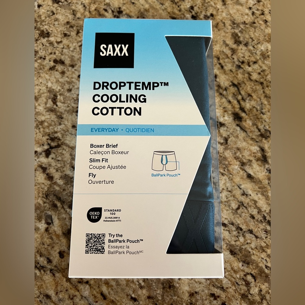 SAXX DropTemp Cooling Men’s Boxer Briefs Size Small